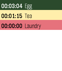Countdown timer list on a Pebble